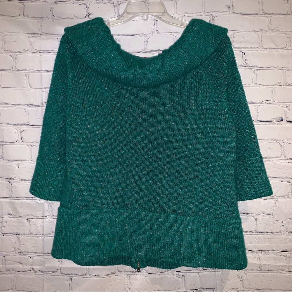 Fever green zip front cardigan w/Oversized collar - Picture 6 of 11